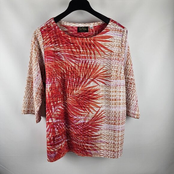 Bob Mackie Shirt Womens XL Multicolor Wearable Art Blouse 3/4 Sleeve - Picture 1 of 6